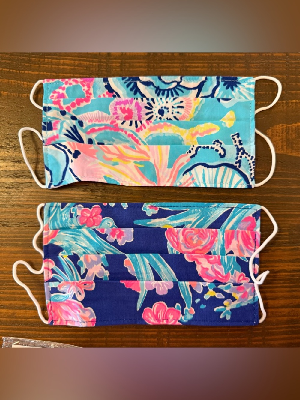 Set of 2 NEW Lilly Pulitzer Adult-Size Floral Pleated Face Masks